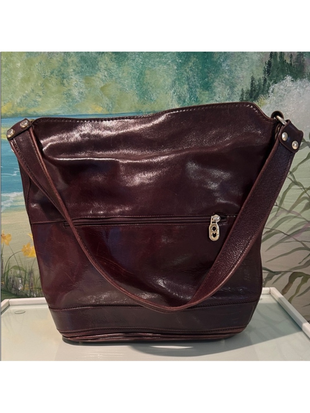 Vintage Marino Orlandi Large Rich Brown Leather Shoulder/Bucket Bag